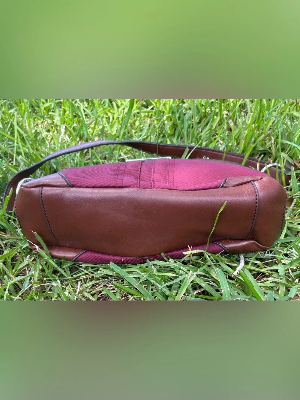 Vintage Etienne Aigner Burgundy and Brown Shoulder Bag